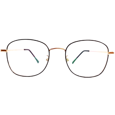 FlexLite Slim Round Full-Rim Eyewear – Golden Monel Frame with Side-Bend Temples
