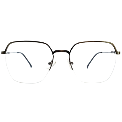 HexaLite Metallic Grey Half-Rim Eyewear – Silver Accent