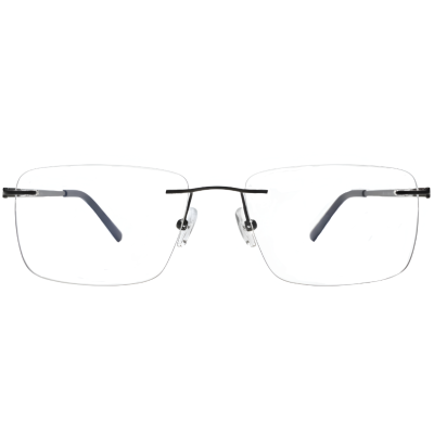 Black Titanium Rimless Rectangular Eyewear for All by Nations Optics