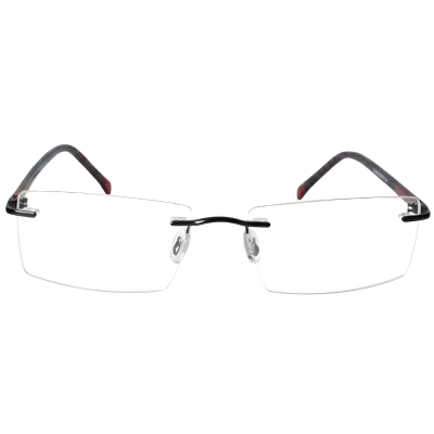 Ultra-Light Titan-Acetate Rimless Rectangular Glasses – Black