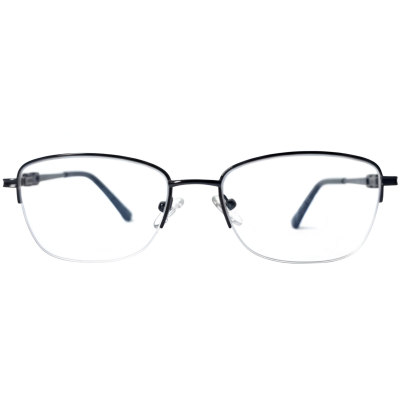 Women’s Semi-Rimless Titanium Oval Rectangular Glasses Grey