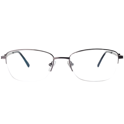 Women’s Semi-Rimless Titanium Oval Rectangular Glasses Silver